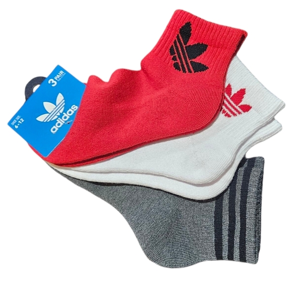 adidas Men's Athletic Socks 3-Pack - Red, White, Gray - Picture 1 of 4